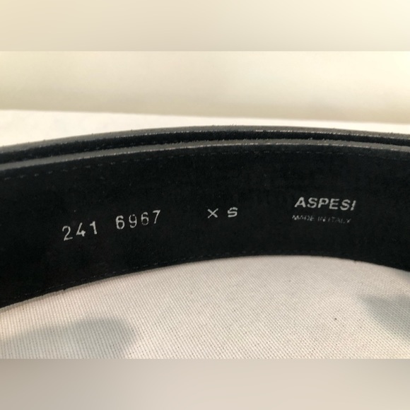Aspesi Black Leather Belt One Size Made In Italy Accessory Brass Buckle XS S M L - Picture 8 of 8